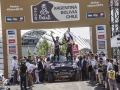 Nasser Al-Attiyah and Mathieu Baumel celebrating her victory on the podium of Technopolis on the Dakar 2015 in Buenos Aires, Argentina on January 17th, 2015