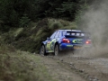 Subaru driver Petter Solberg in action on SS14 during leg three, Wales Rally GB 2005.