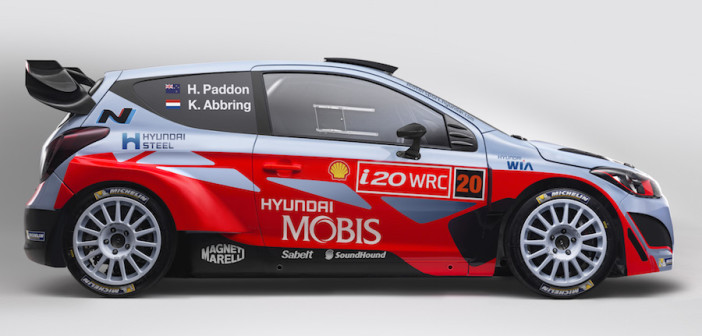 La i20 WRC dello Hyundai Mobis World Rally Team che affiancherà la squadra ufficiale in tutte le gare del Mondiale