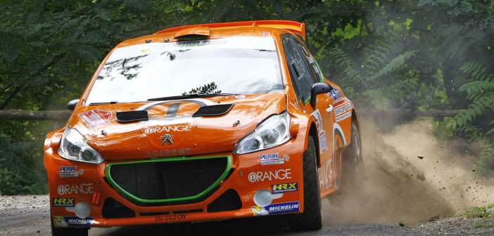 Campedelli al rally di Roma 2015 con  la Peugeot 207 S2000 Orange1.