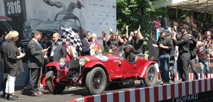 La festa del podio della Mille Miglia.