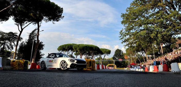 La 124 Abarth al Rally di Roma apripista con Fiorio.