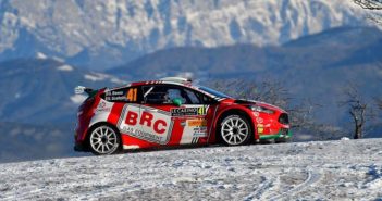 Basso e la Fiesta BRC in azione sulle strade del Montecarlo.