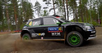 La Fabia R5 di Umbi in azione l'anno passato sugli sterrati Finlandesi.