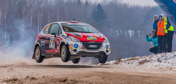 Martin Sesks in azione con la sua Peugeot 208 R2 nel campionato di casa.