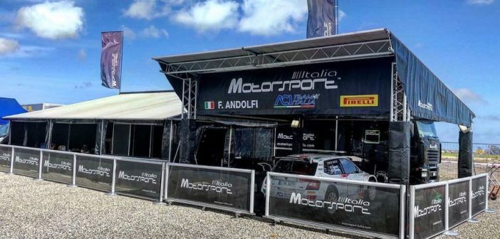 Il service Motorsport Italia cn la Fabia di Andolfi al Tour de Corse