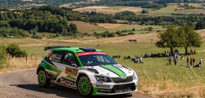 La Fabia di Rovanpera sulle colline Tedesche.