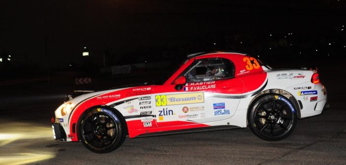 Astier in azione al Barum con la sua Fiat 124 Abarth RGT