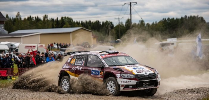 Loubet vincitore del WRC2 2019 in azione sulle strade del Finlandia.