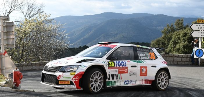 Fabio Andolfi in azione al Tour 2019 dove portò la sua Fabia sul gradino più alto del WRC2.