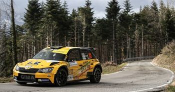 I vincitori Gasperetti e Ferrari con la Skoda Fabia R5 di Gima Autosport.