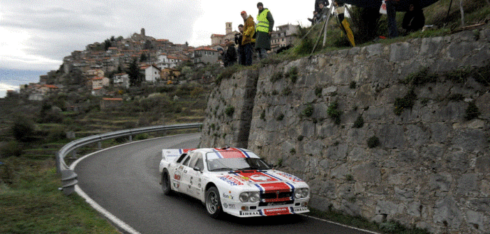 Il Brazz sulle strade di Sanremo 2014 al volante della Lancia Rally 037.