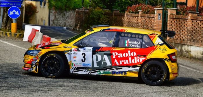 I vincitori Araldo e Boero su Skoda Fabia R5. (Immagine di Gabriele Lavagnini)