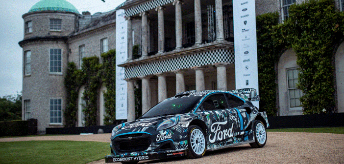 La Ford Puma Hybrid rally1 si prepara per la presentazione di goodwood.