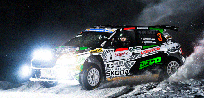 La Skoda Fabia del vincitore in azione all'Arctic.