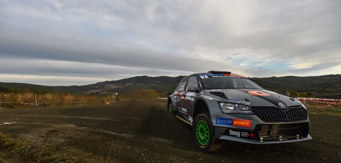 Enrico Oldrati sulle strade del Liburna al volante della sua Fabia Rally2 Evo