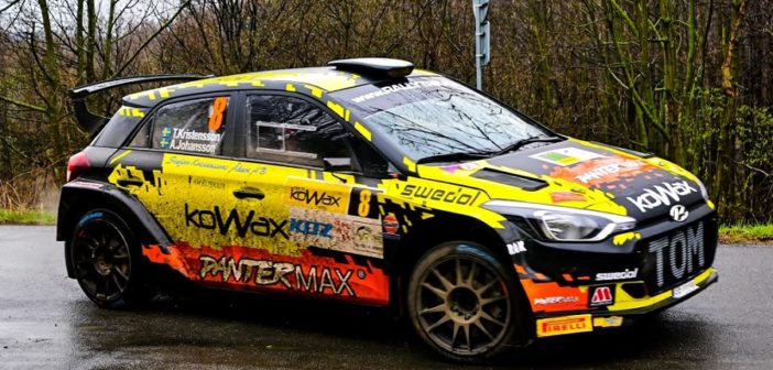 Tom Kristensson in azione al Rally Val Mez in repubblica Ceca al volante della i20 Kowax Racing