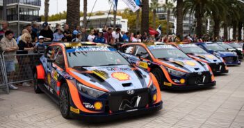 Le nuove Rally1 in bella vista nel parco di Salou ..