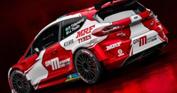 La Fiesta Rally2 di Tidemand con i colori MRF  Tyre