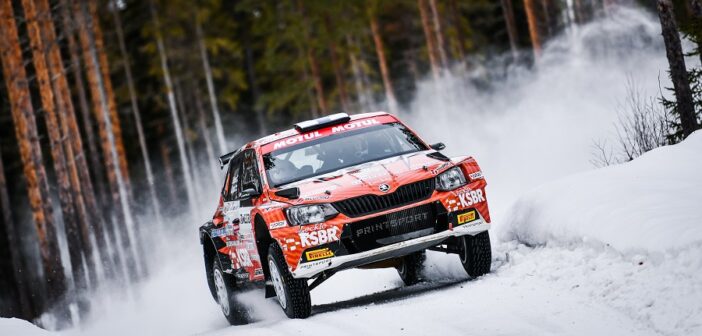 La Fabia R5 di Huttunen in azione all'Jyväskylän Talviralli