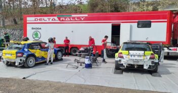 Il truck Delta Rally e le due vetture ai test odierni ..