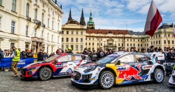 Le Rally1 Hybrid in bella mostra alla partenza di Praga