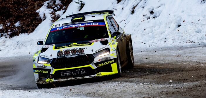 Gryazin in uno dei rari tratti innevati al Montecarlo